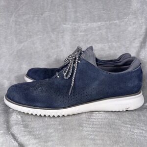 Cole Haan Zerogrand Blue Suede Oxford Lace-Up Shoe Blue C35631 Men's US 10.5M